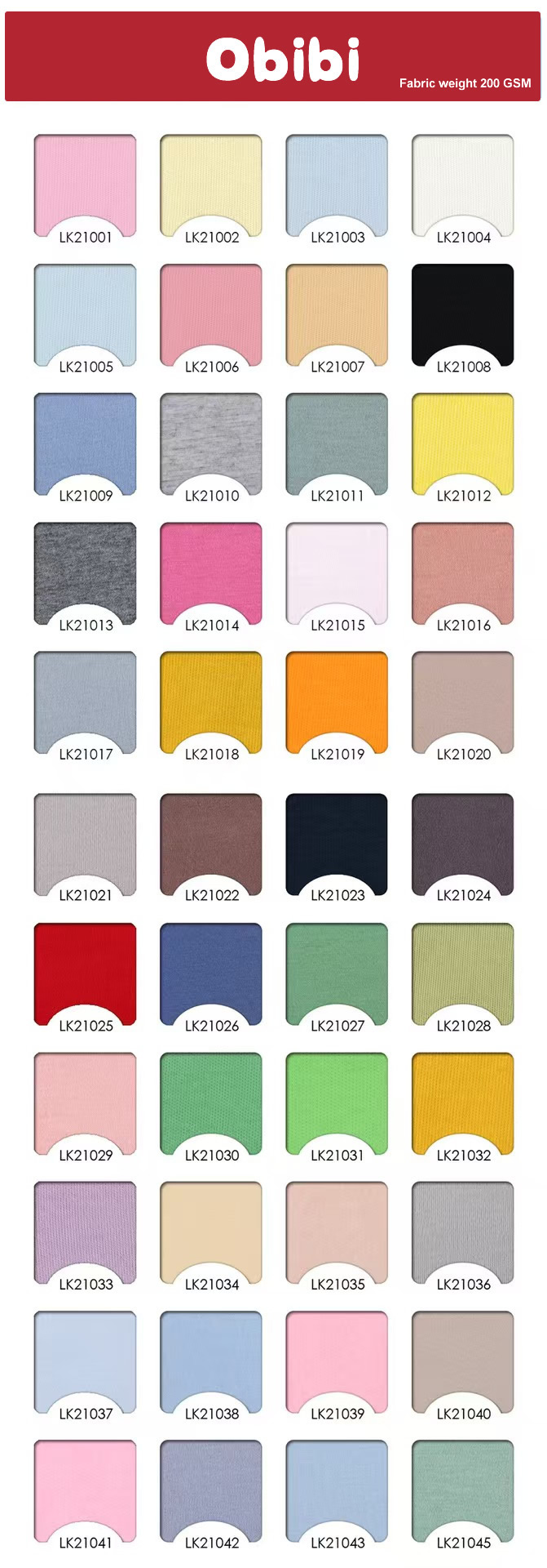 OBIBI Baby Clothes Basic Color Chart